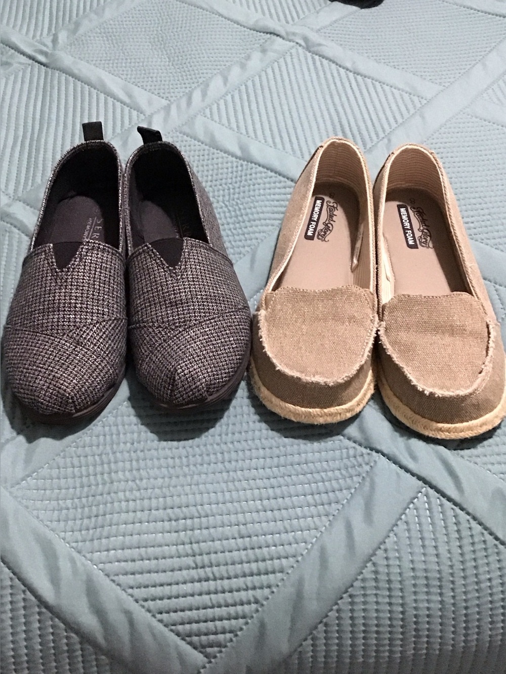Slip-On Ladies Shoes in Gray and Tan and Black  - Lightweight Comfort- 2 pairs